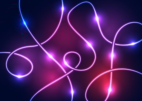 Curve neon line wave abstract digital dynamic presentation dark background vector