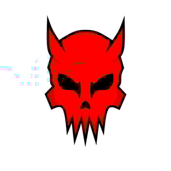 illustration vector graphic of drawing design red devil skull head