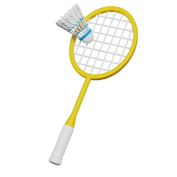 Badminton, racquet with a shuttlecock, racquet sport 3D render icon png