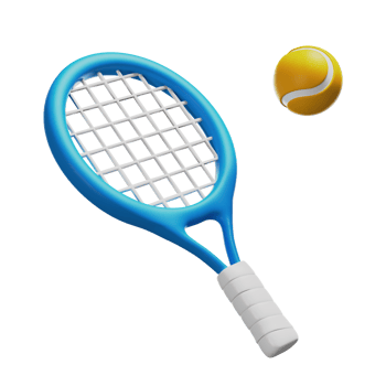 Tennis sport. Racket and ball 3D render icon png