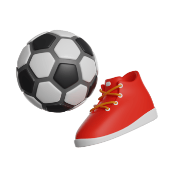 Football 3D icon sport shoes and ball png
