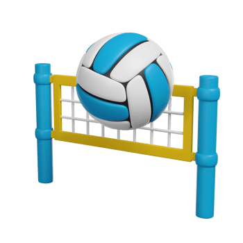 Volleyball, net and ball 3D render icon png
