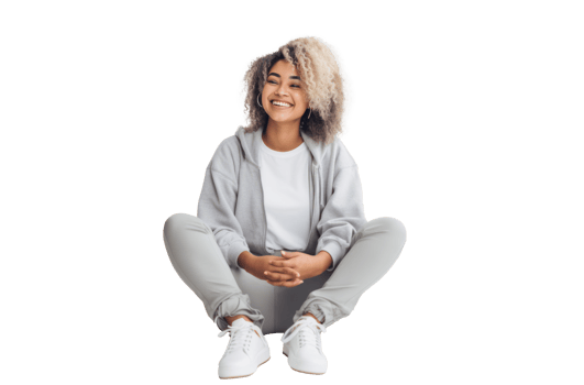 Happy woman in white shirt png