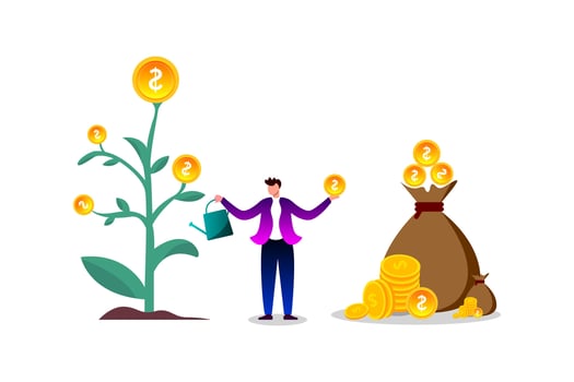 Businessman earning profit vector