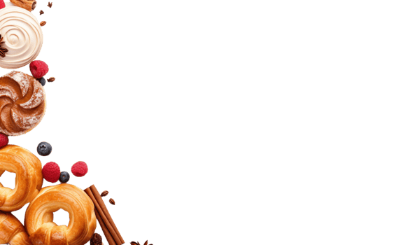 AI Generated Banner, various pastries and desserts lined up. png