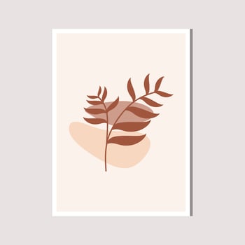 Aesthetic Leaf with Abstract Shape , Boho , Canvas , decoration vector