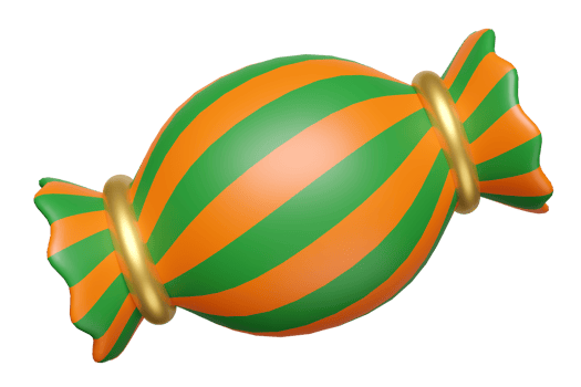 3d halloween holiday party with sweet candy for kids treat isolated. 3d render illustration png