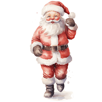 Christmas santa claus character watercolor transparent background AI Generative png