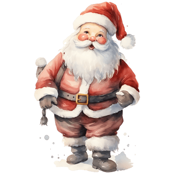 Christmas santa claus character watercolor transparent background AI Generative png
