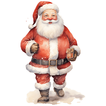 Christmas santa claus character watercolor transparent background AI Generative png