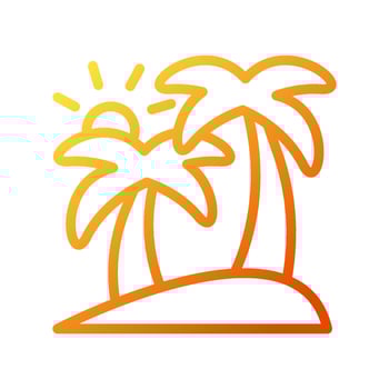 Island icon gradient yellow orange summer beach symbol illustration. vector