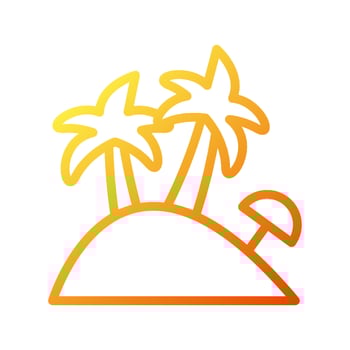 Island icon gradient yellow orange summer beach symbol illustration. vector