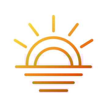 Weather icon gradient yellow orange summer beach symbol illustration. vector