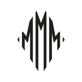Logo M Condensed Rhombus Monogram 3 Letters Alphabet Font Logo Logotype Embroidery vector