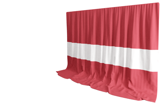 Latvian Flag Curtain in 3D Rendering Embracing Latvia's Cultural Richness png