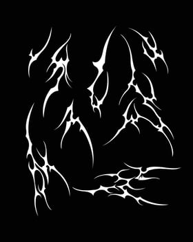 sharp spiky brutalism element shape collection set acid poster, tattoo, tribal illustration vector creepy icon, symbol sick editable