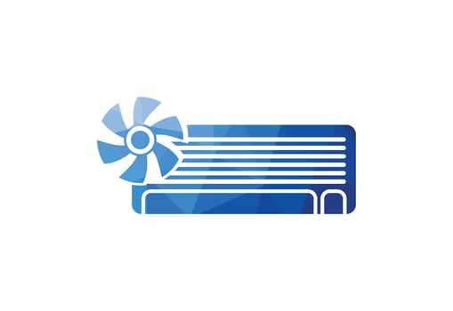 Low Poly and Air conditioner logo design, cleaning and repairing an air conditioner vector design and illustration