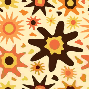 Seamless vector pattern with cute hand drawn sun or flowers. Abstract floral texture. Fun design. Summer theme