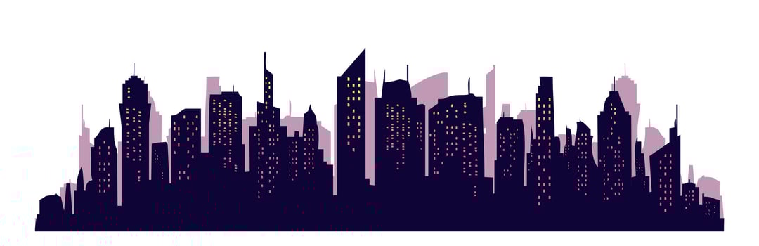 Silhouette of a densely built-up city vector