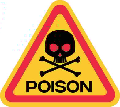 Poison warning sign vector illustration, Poison danger sign, potential hazardous dangerous chemicals stock vector image