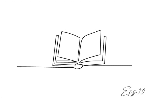 continuous line art drawing of book vector