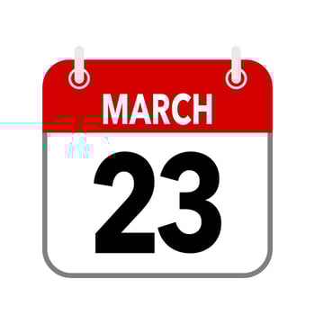 23 March, calendar date icon on white background. vector