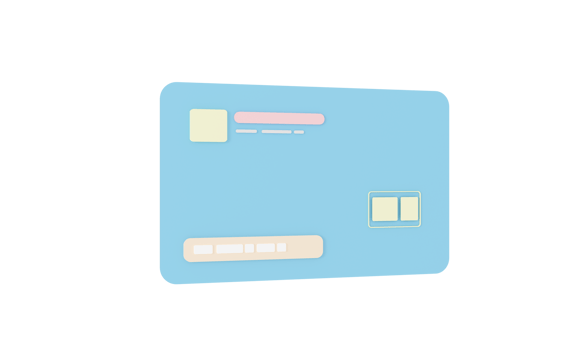 blue credit card minimal Payment online 3d rendering. png