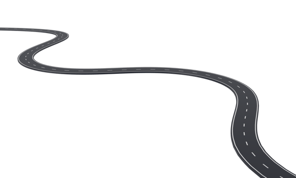 view curves of  street road way of lanes with lines isolated on transparent background. Clipping path, 3d rendering Illustration png