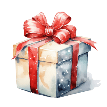 Gift Box For Christmas Event. Watercolor Style. AI Generated png
