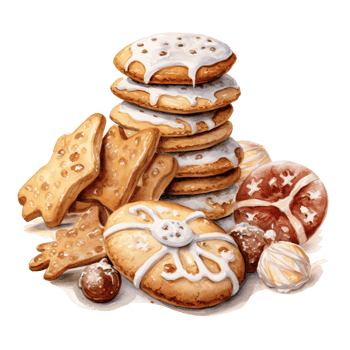 Cookies For Christmas Event. Watercolor Style. AI Generated png