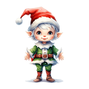 Elf For Christmas Event. Watercolor Style. AI Generated png