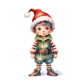 Elf For Christmas Event. Watercolor Style. AI Generated png