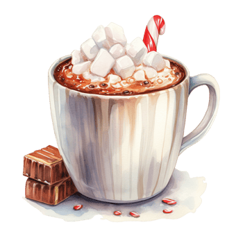 Hot Chocolate For Christmas Event. Watercolor Style. AI Generated png