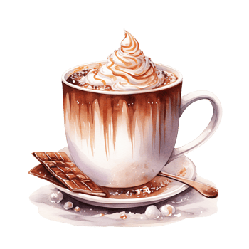 Hot Chocolate For Christmas Event. Watercolor Style. AI Generated png