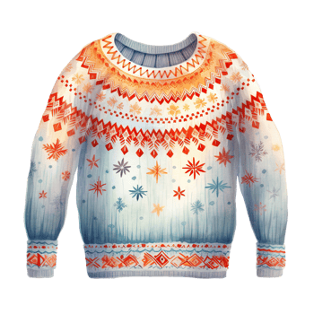 Knit Sweater For Christmas Event. Watercolor Style. AI Generated png
