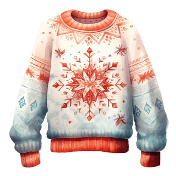 Knit Sweater For Christmas Event. Watercolor Style. AI Generated png