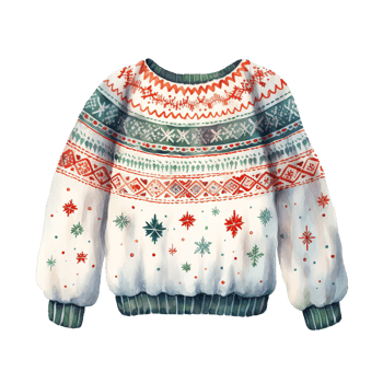 Knit Sweater For Christmas Event. Watercolor Style. AI Generated png