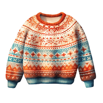 Knit Sweater For Christmas Event. Watercolor Style. AI Generated png