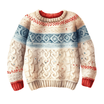 Knit Sweater For Christmas Event. Watercolor Style. AI Generated png