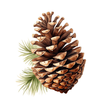 Pine Cone For Christmas Event. Watercolor Style. AI Generated png