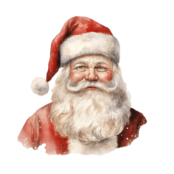 Santa Portrait For Christmas Event. Watercolor Style. AI Generated png