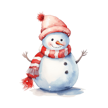 Snowman For Christmas Event. Watercolor Style. AI Generated png