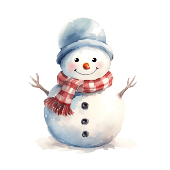 Snowman For Christmas Event. Watercolor Style. AI Generated png
