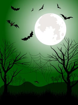 Halloween day festival icons for banners, cards, flyers, social media wallpapers, etc. Halloween illustration. Horizontal banner with pumpkins on night background. vector