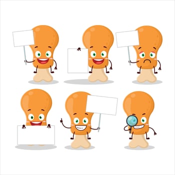 Chicken thight cartoon character bring information board vector