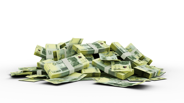 3D Stack of 2000 Uruguayan peso notes png