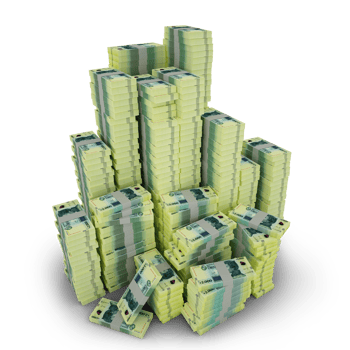 Big stacks of Uruguayan peso notes. A lot of money isolated on transparent background. 3d rendering of bundles of arranged cash png
