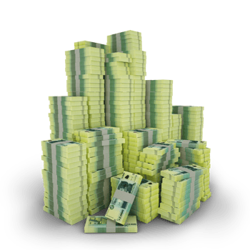 Big stacks of Uruguayan peso notes. A lot of money isolated on transparent background. 3d rendering of bundles of arranged cash png