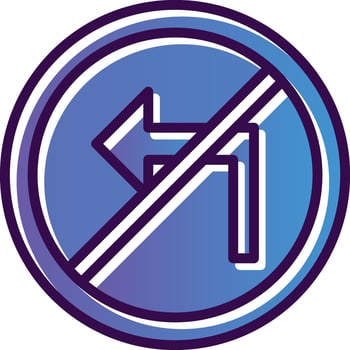 No Turn Left Vector Icon Design