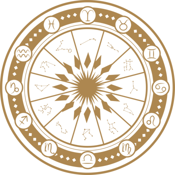 Astrology wheel with zodiac signs icon png